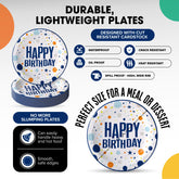 7 In. Blue Birthday Print Paper Plates | 1000 Count